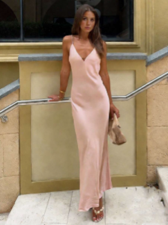 Vestido largo satinado