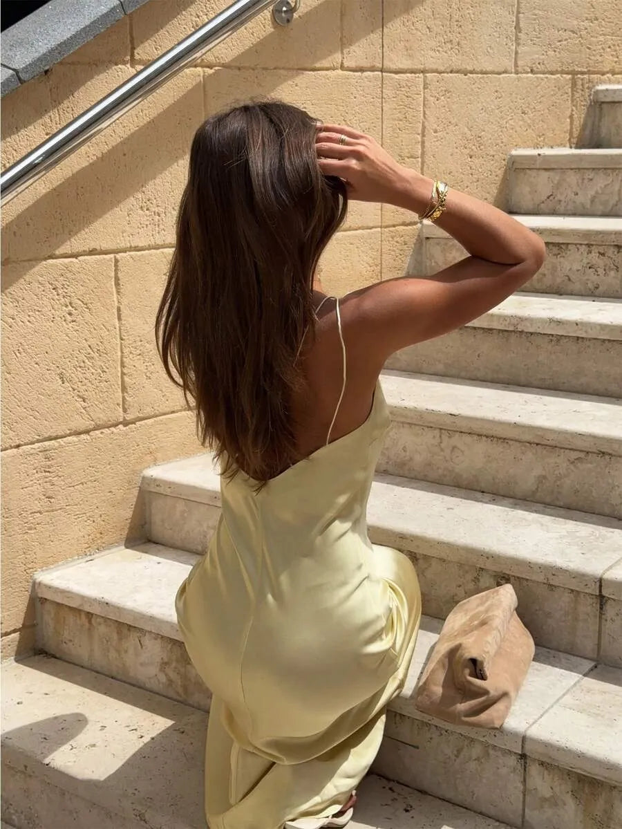 Vestido largo satinado