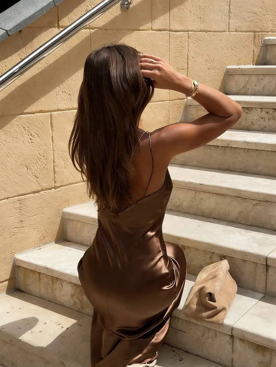 Vestido largo satinado